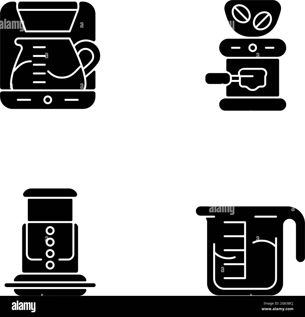 Coffee shop machine black glyph icons set on white space Stock Vector ...