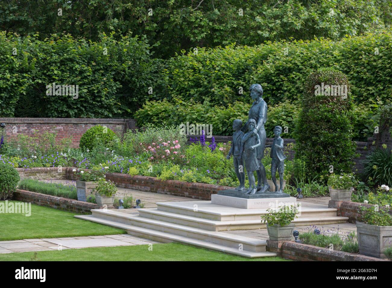 Kensington Palace, London, 2nd July 2021. The new Princess Diana statue