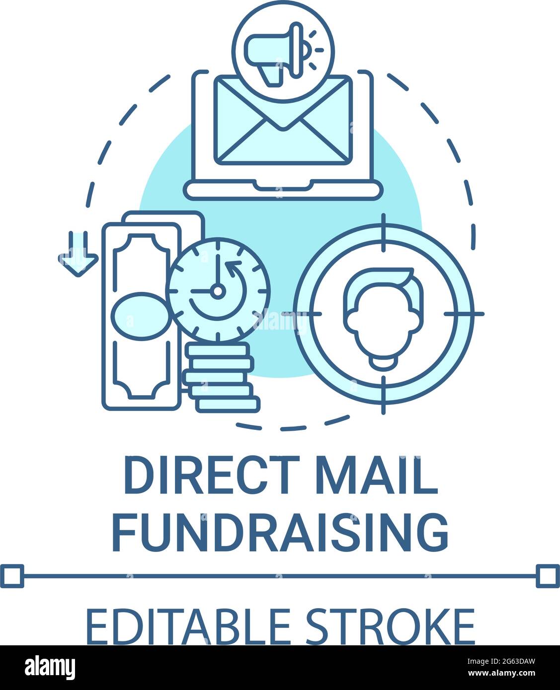 Direct mail fundraising concept icon Stock Vector