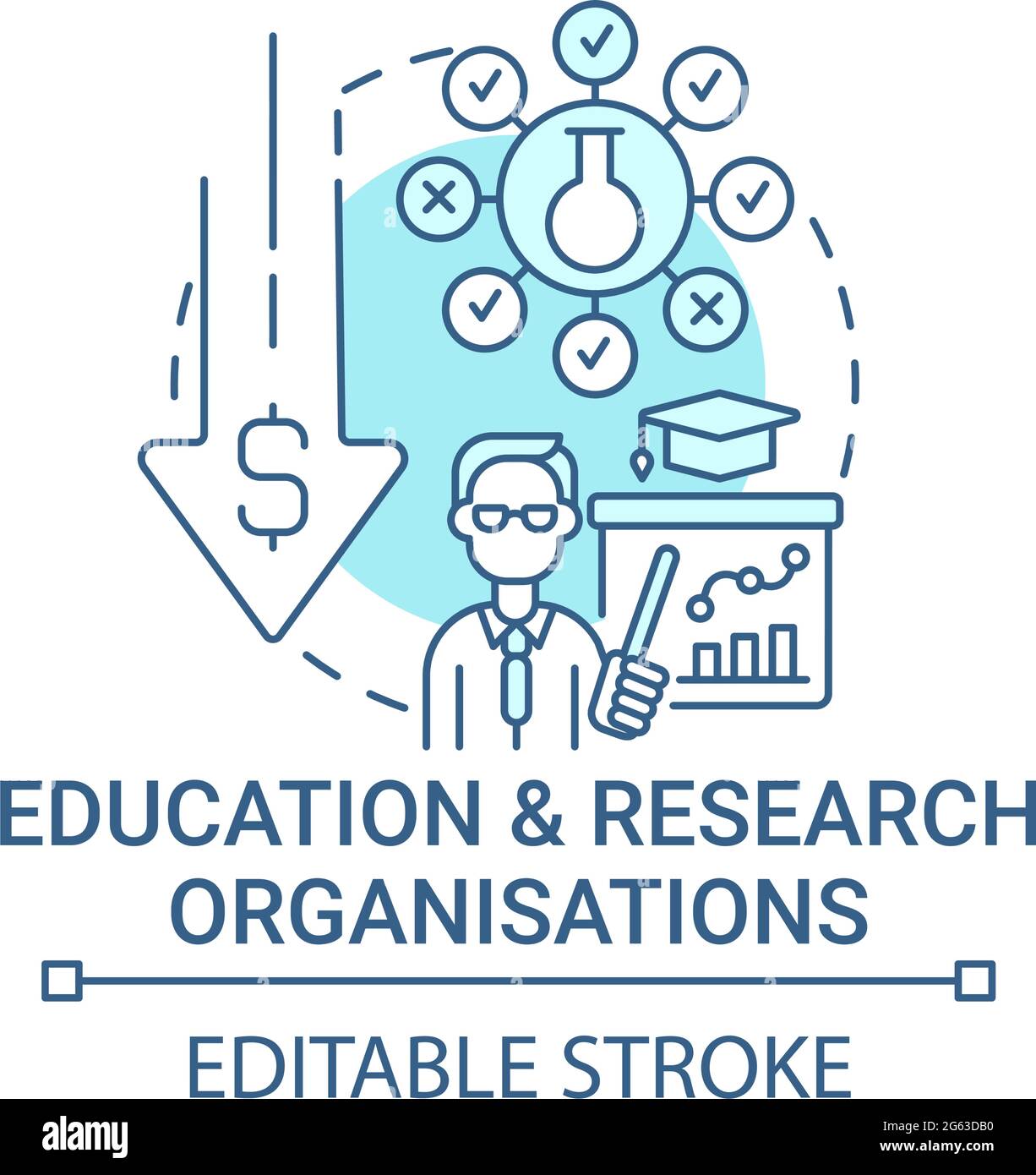 Education and research organizations concept icon Stock Vector