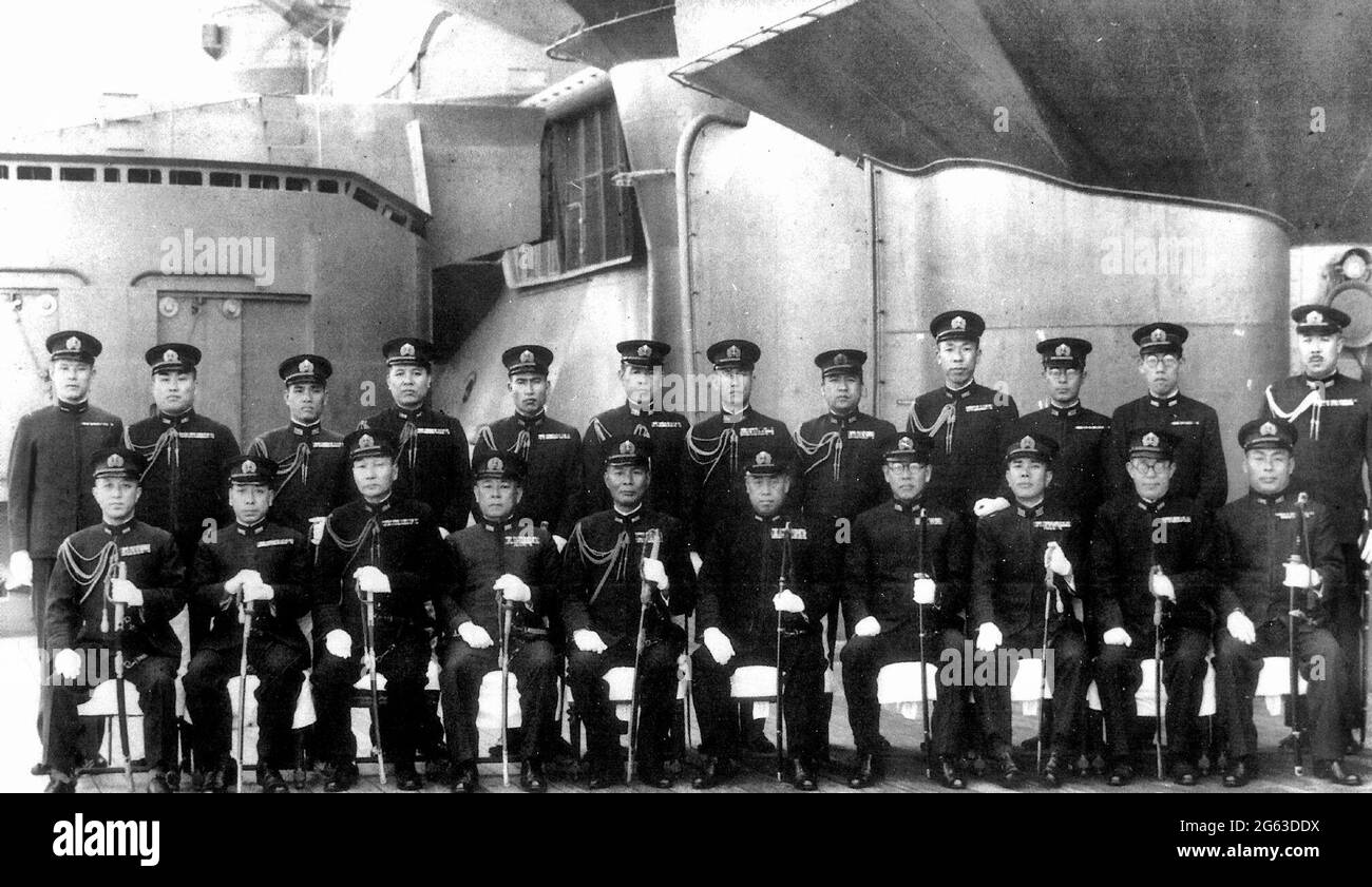 Combined Fleet Staff in Yamato, 1942 Stock Photo