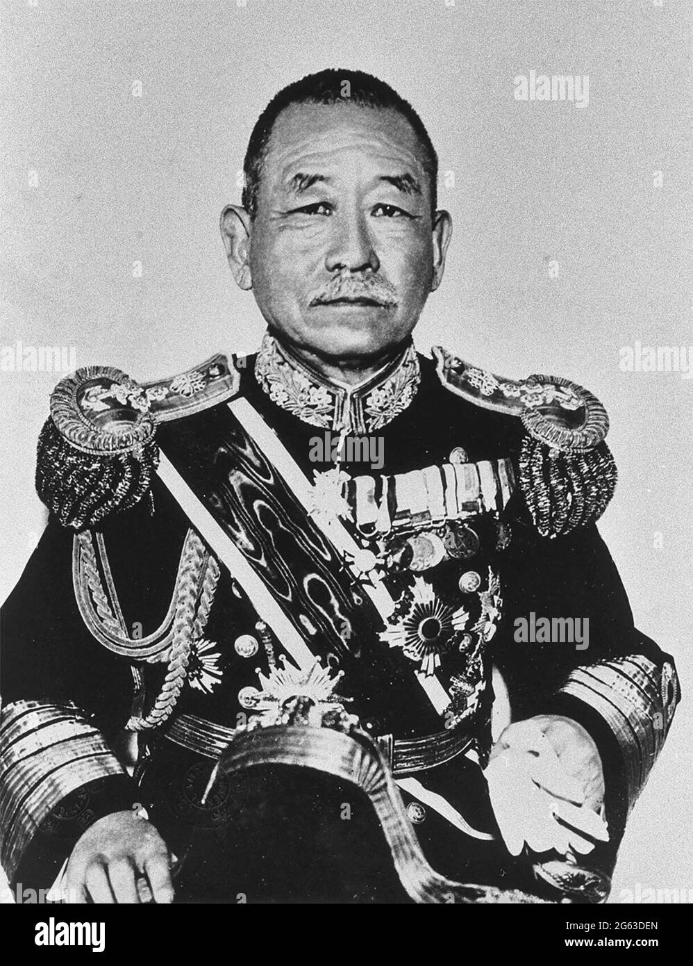 Portrait of Okada Keisuke, an admiral in the Imperial Japanese Navy, politician and Prime Minister of Japan from 1934 to 1936 Stock Photo