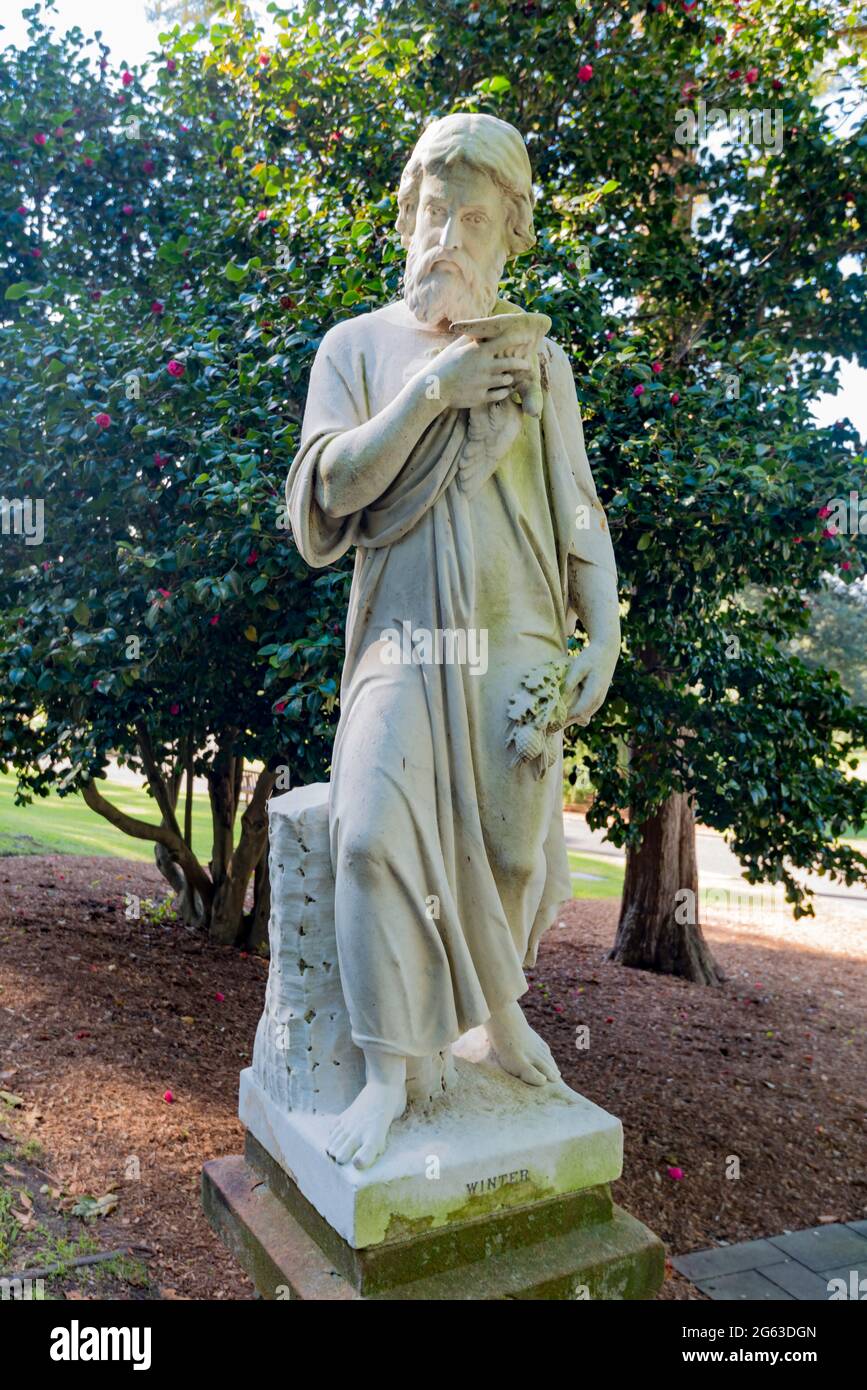 'Winter' is one of the Four Seasons 1883 Victorian era sculptures