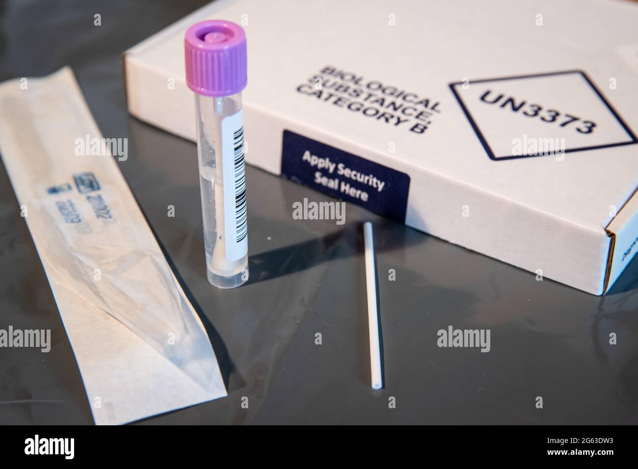 Completed NHSissued covid PCR home test ready to be sent back to the