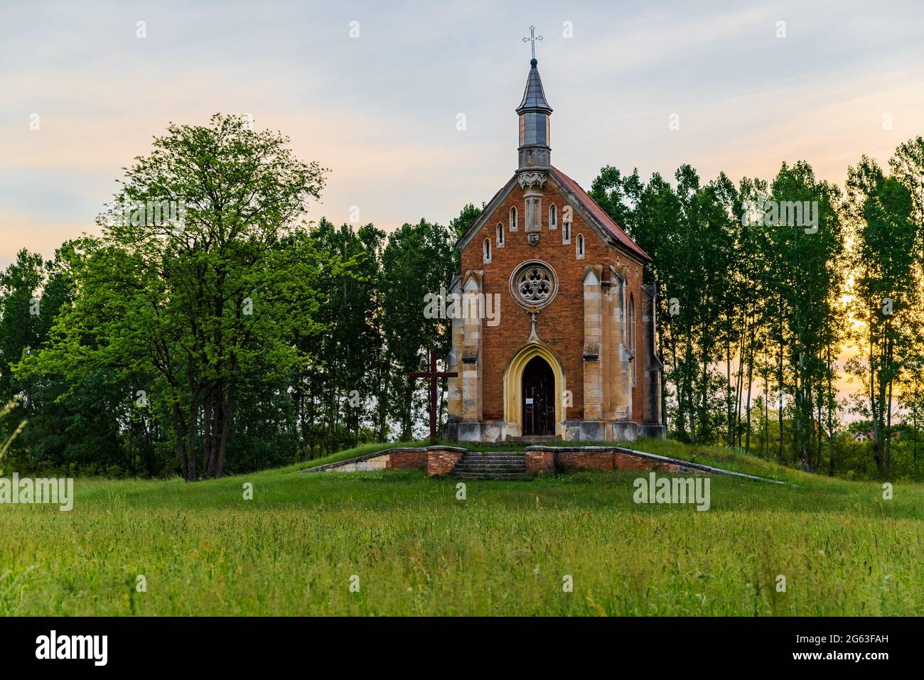 Zichy chapel in Lorev village Hungary. This is a memorial place for Jeno Zichy who was executed after the revolution of 1848 here. built in 1858 by ne Stock Photo