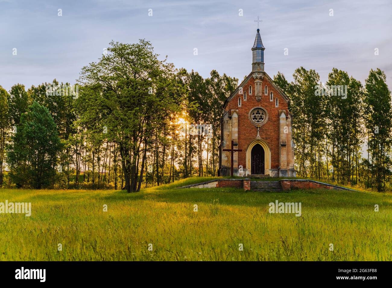 Zichy chapel in Lorev village Hungary. This is a memorial place for Jeno Zichy who was executed after the revolution of 1848 here. built in 1858 by ne Stock Photo