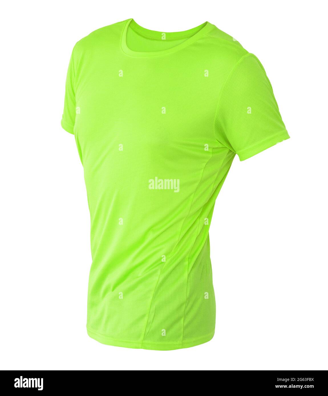 Lime green tshirt template on invisible mannequin isolated on a white