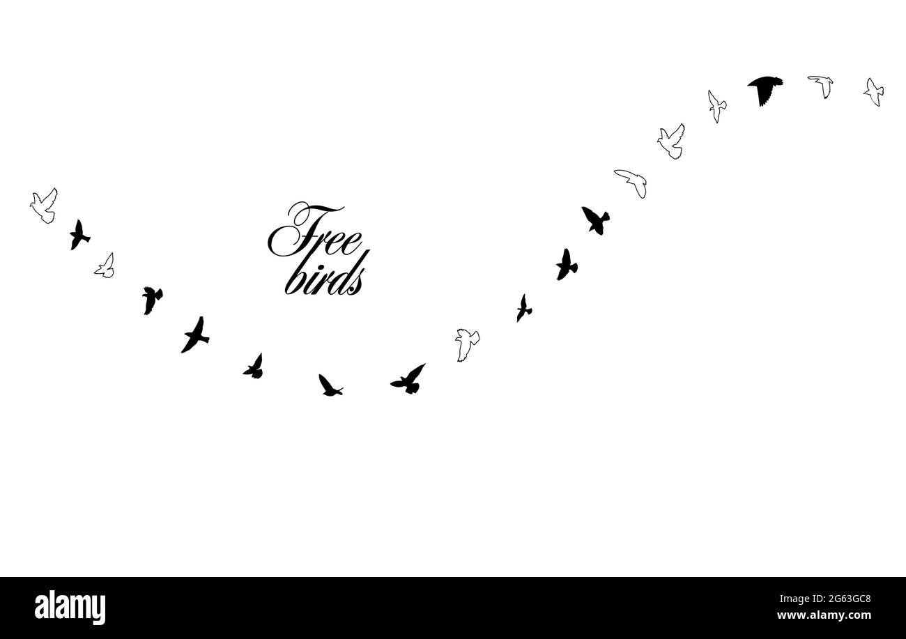 A flock of flying birds. Vector illustration Stock Vector