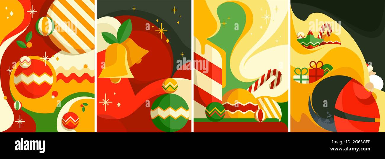 Set of christmas posters. Different postcards templates. Stock Vector