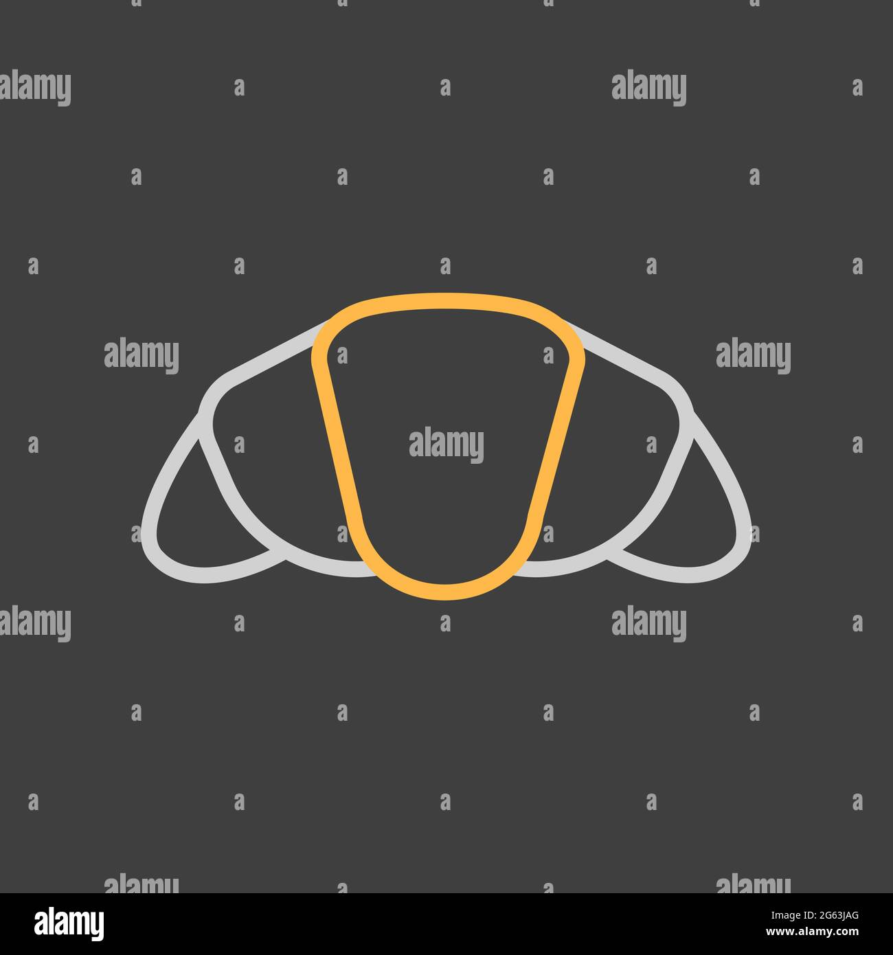 Croissant vector icon on dark background. Fast food sign. Graph symbol ...