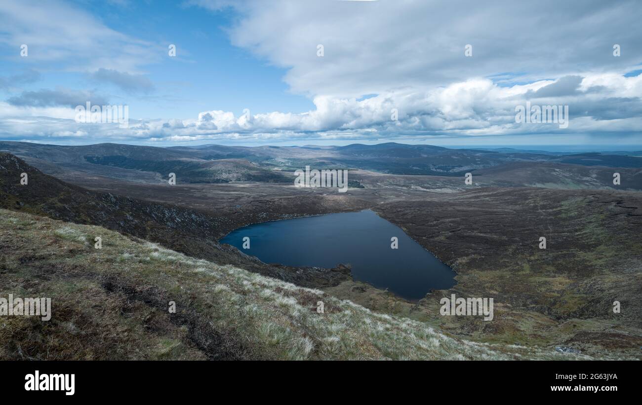Scenic View Of Heart Shape Lough Ouler, Tonelagee Mountain, Wicklow County, Ireland Stock Photo