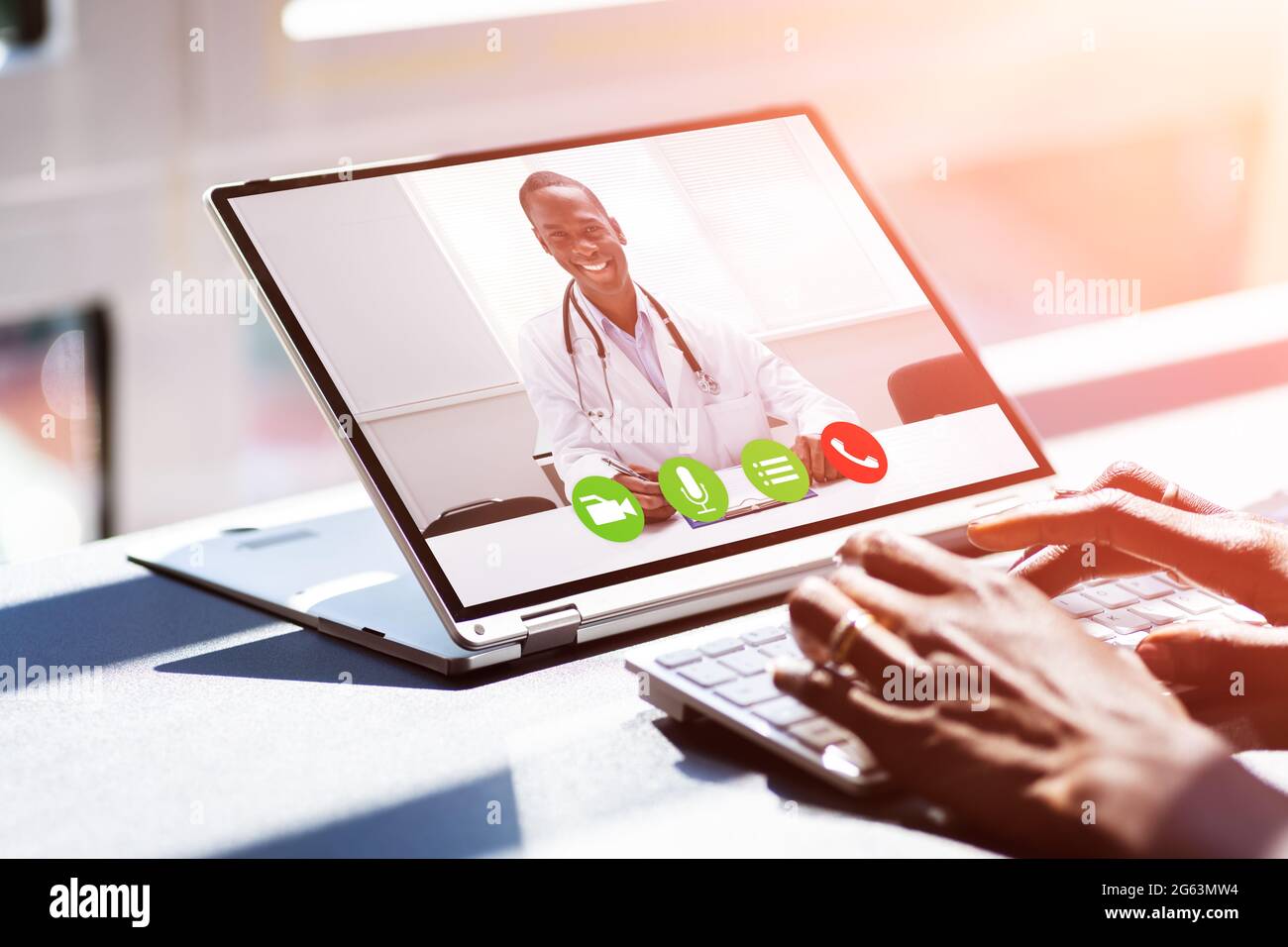 Medical Doctor Video Conference inar. Digital Healthcare Stock Photo