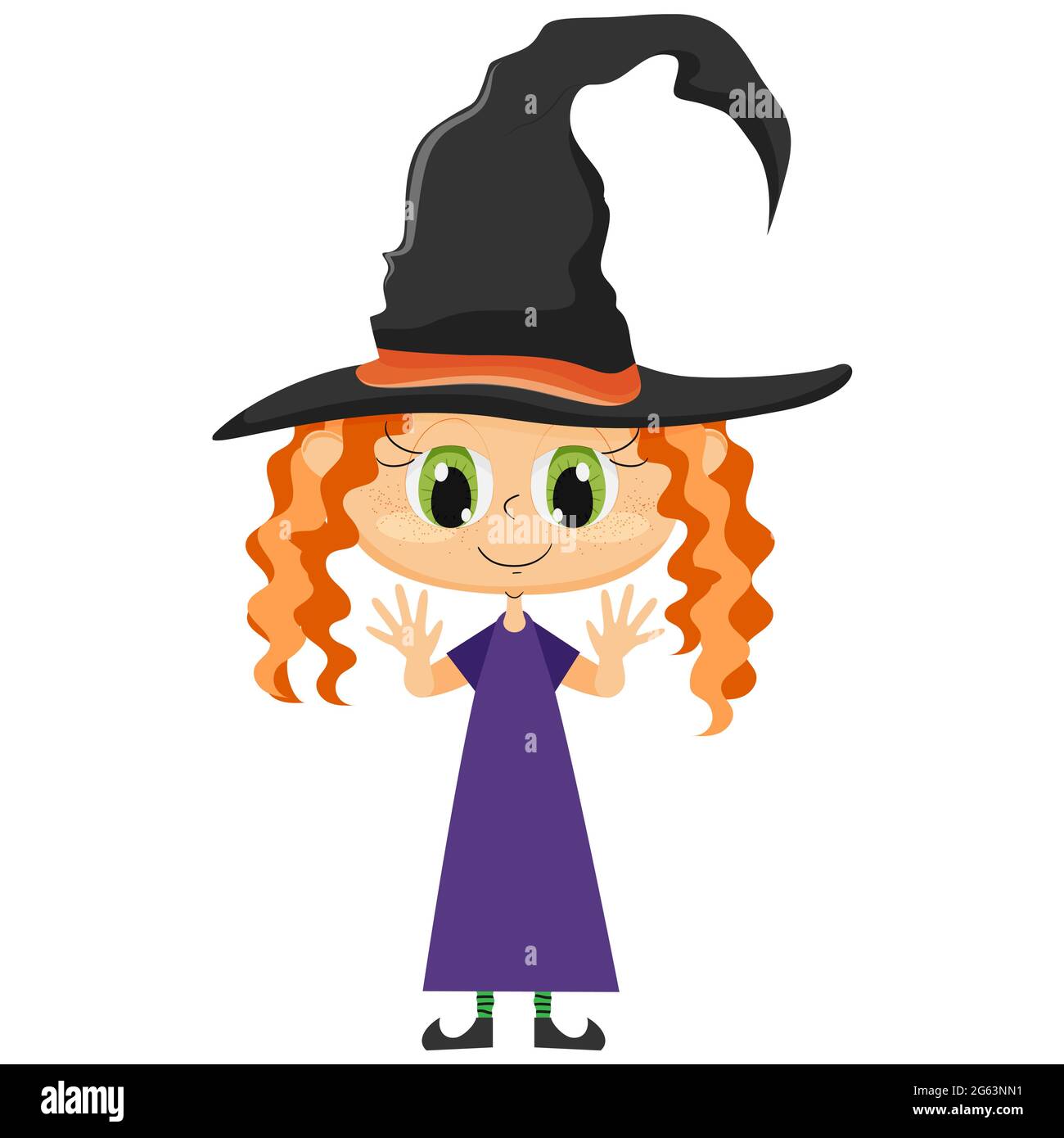 Cute cartoon little halloween witch. Vector illustration Stock Vector ...