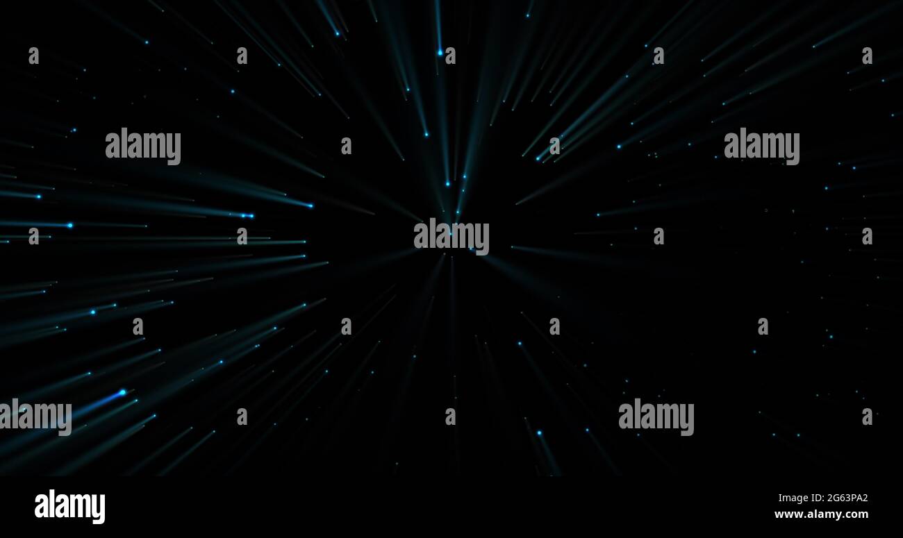 Glowing blue points and beams of light moving on a black background Stock  Photo - Alamy