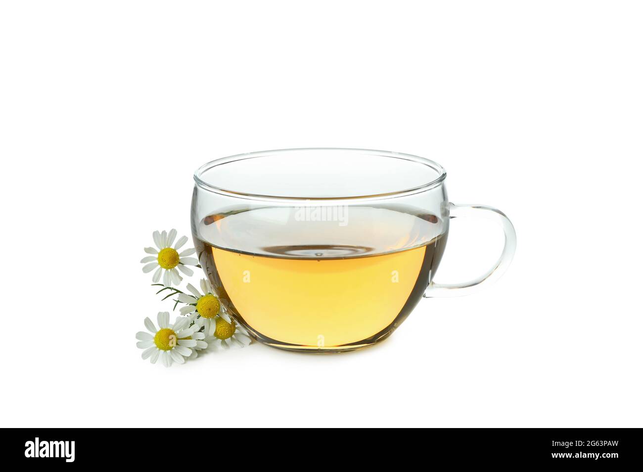 Cup of chamomile tea isolated on white background Stock Photo - Alamy