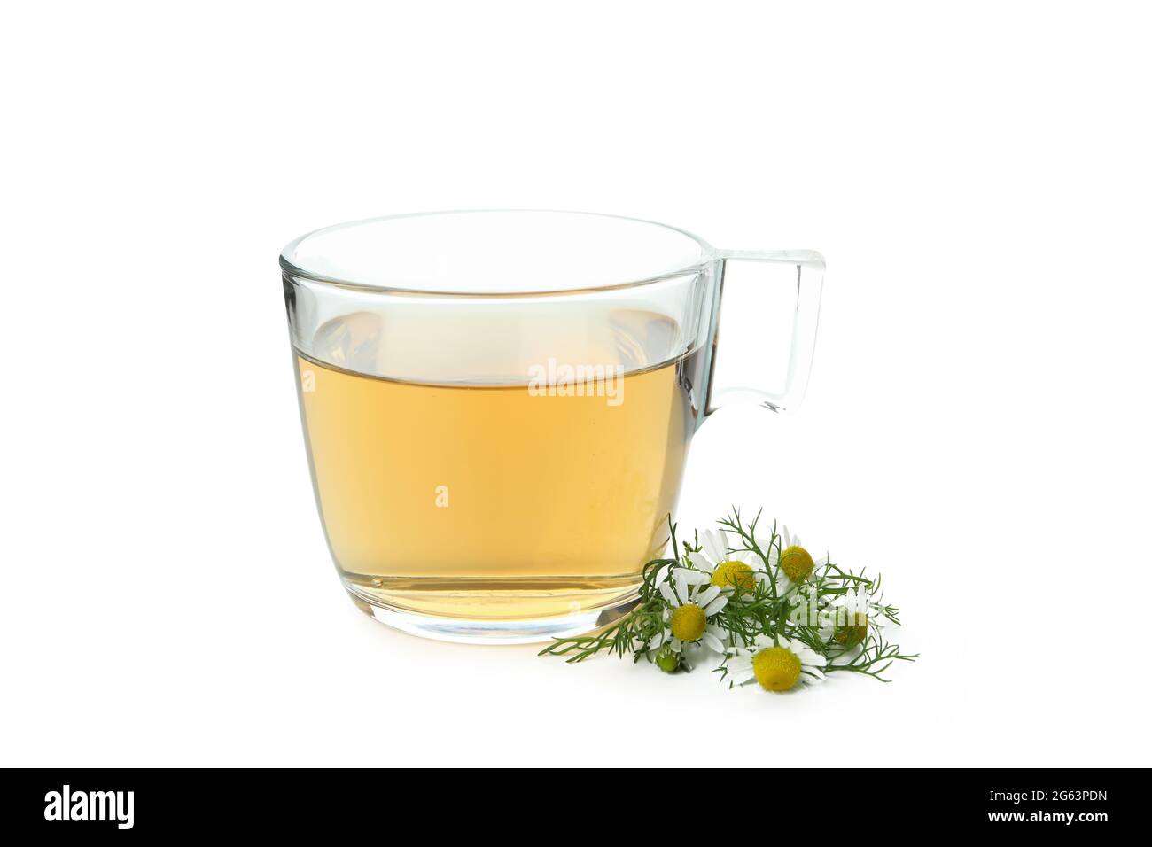 Cup of chamomile tea isolated on white background Stock Photo - Alamy