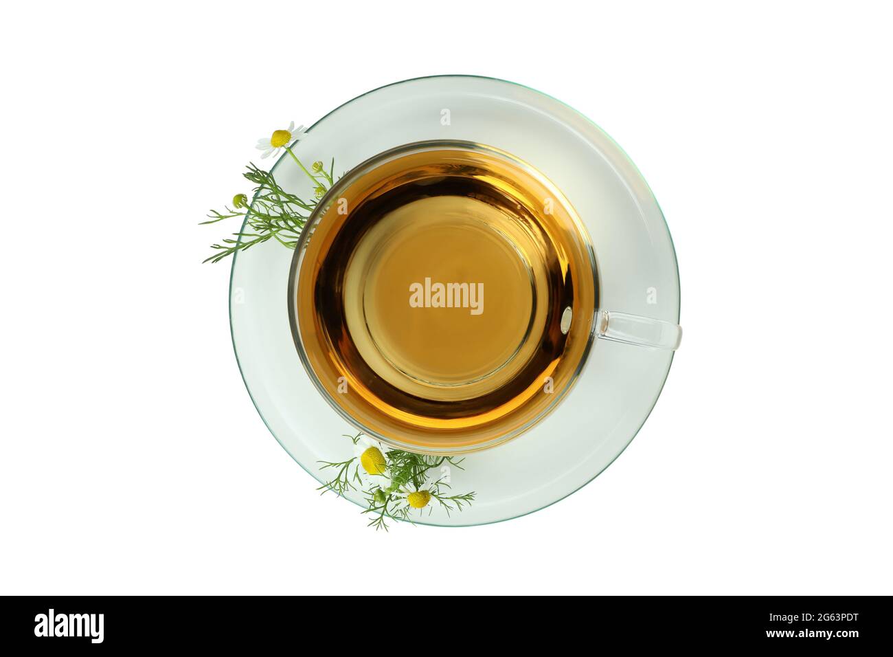 Cup of chamomile tea isolated on white background Stock Photo - Alamy
