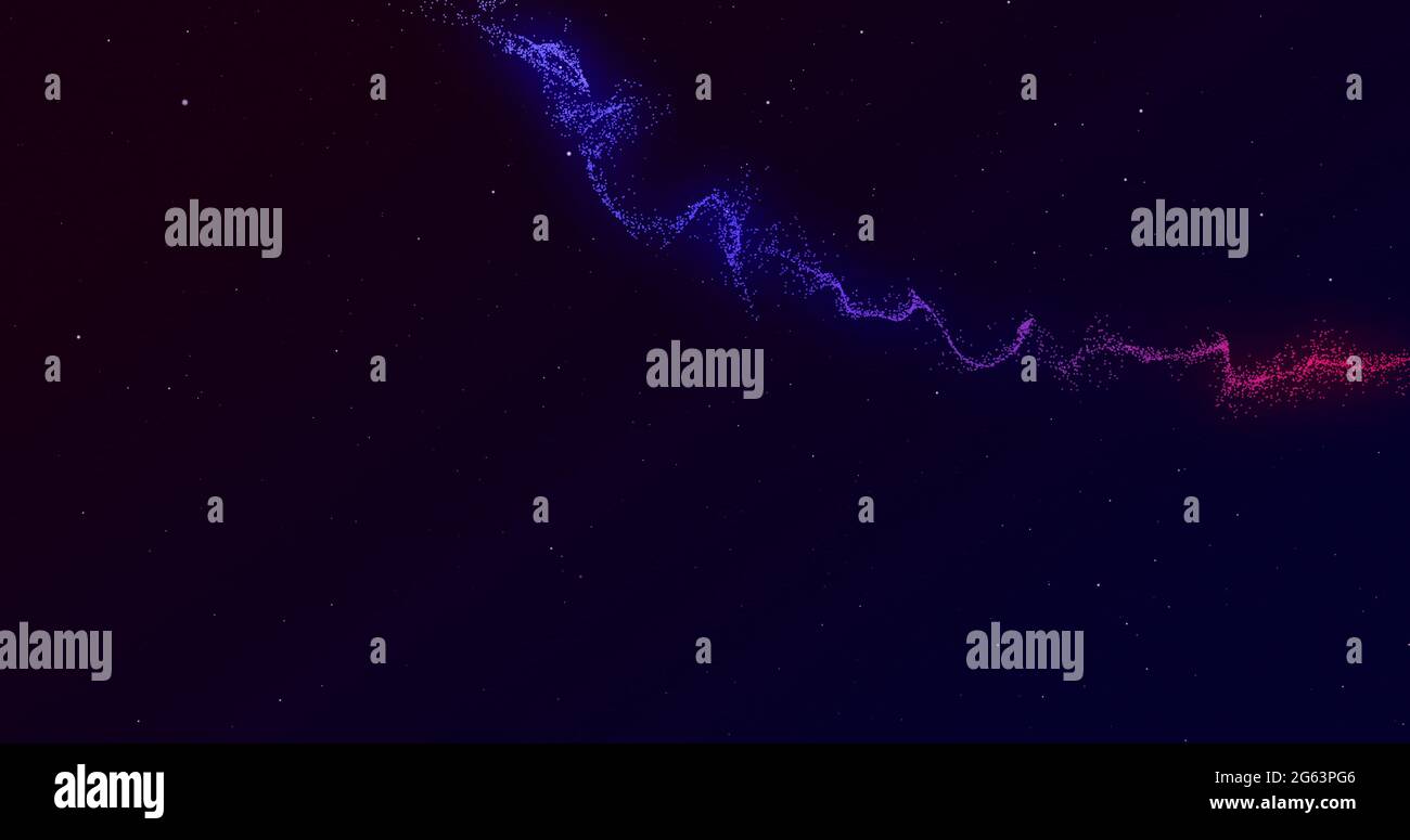 Twisting light trail of glowing red and blue moving rapidly across a