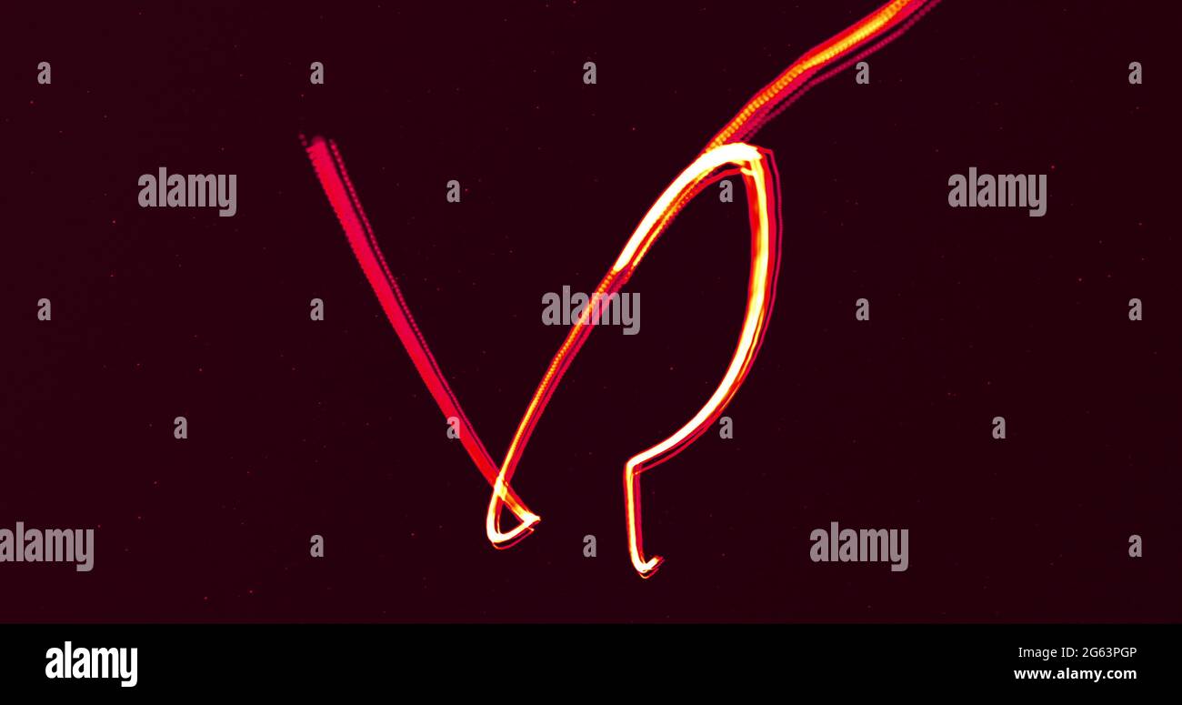 Two glowing red lines entertwining moving on a black background Stock ...