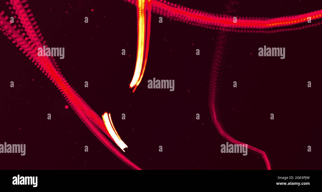 Two glowing red lines entertwining moving on a black background Stock ...