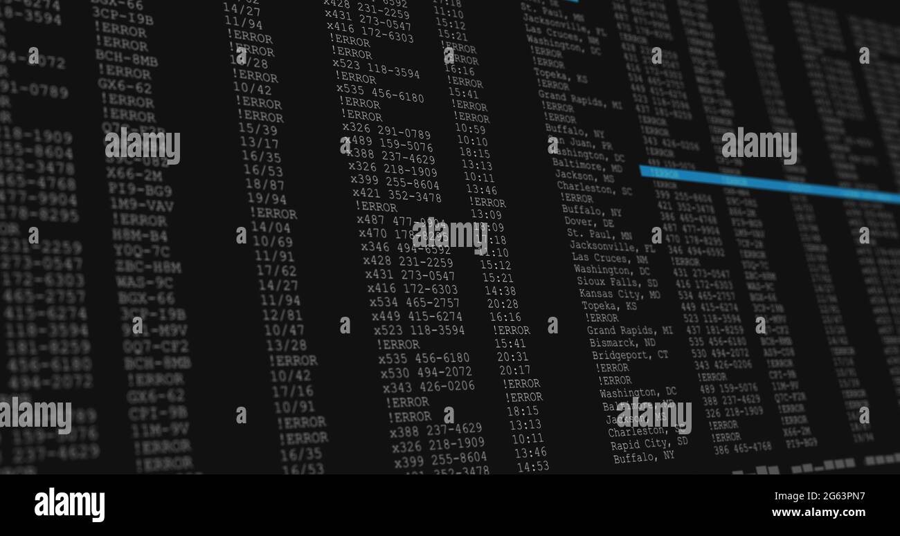 Image of data processing on black and blue computer screen Stock Photo ...