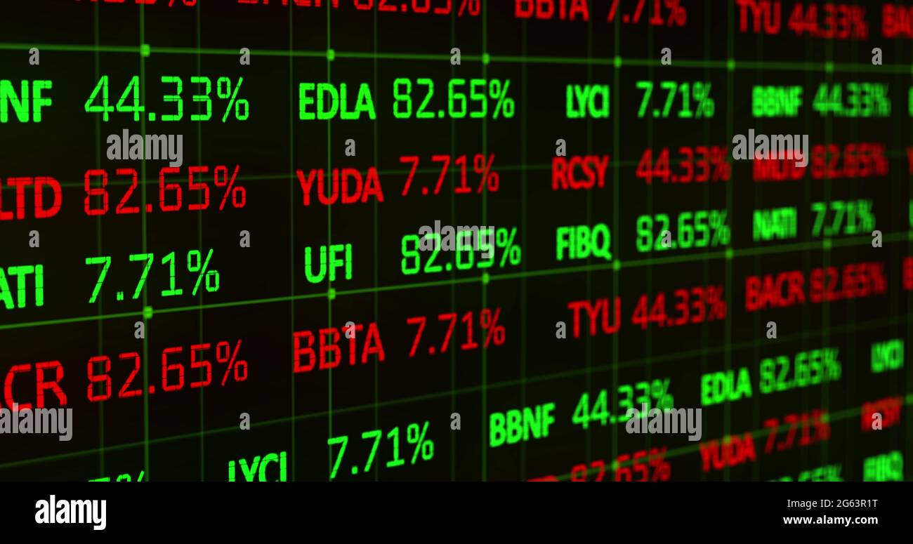 Stock market data processing against black background Stock Photo - Alamy