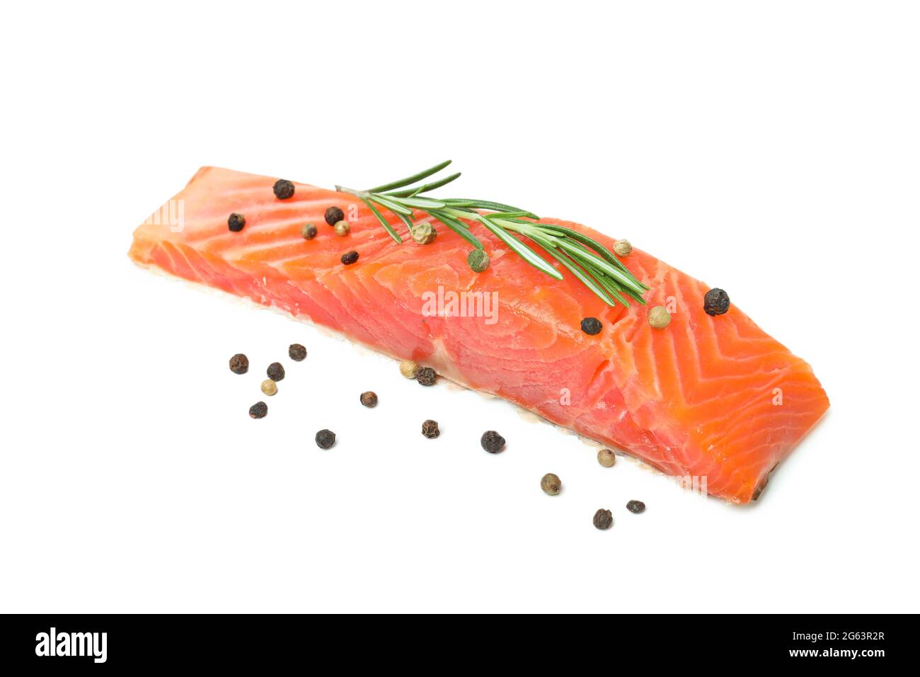 Fresh raw salmon isolated on white background Stock Photo - Alamy