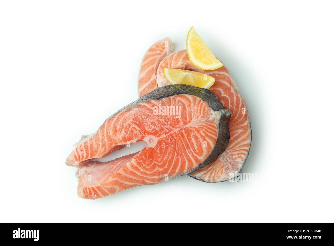 Fresh raw salmon isolated on white background Stock Photo - Alamy