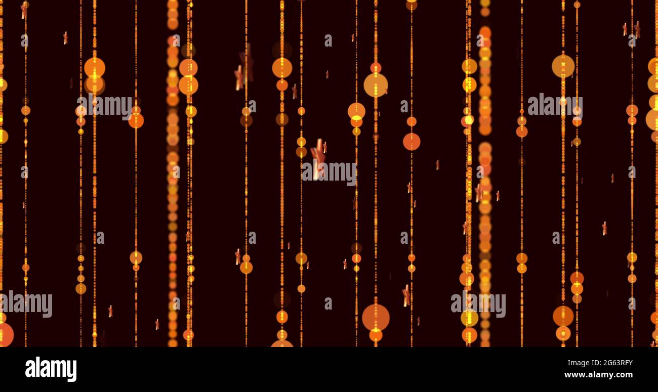 Image of golden glowing stars and spots of light moving in hypnotic