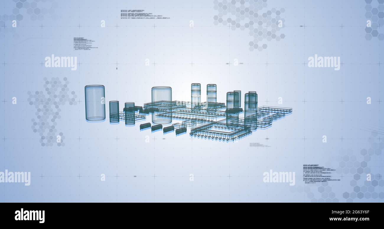Image of digital elements compounds moving and data processing Stock Photo