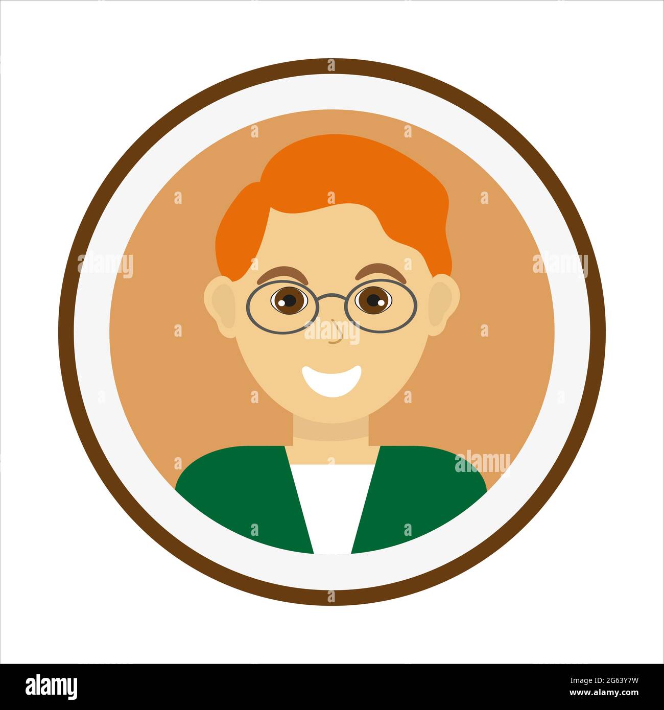 Smiling man face with red hair and wearing glasses Stock Vector