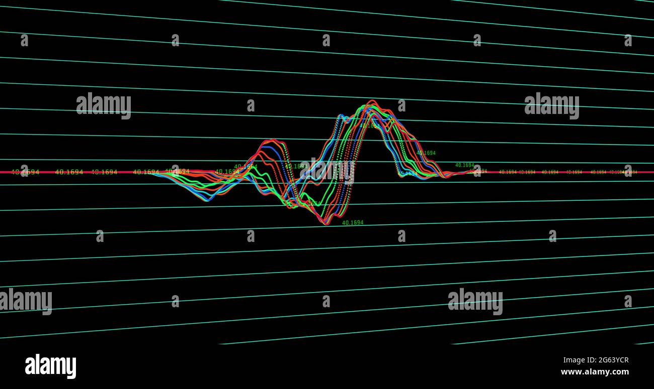 Multicolored graph moving against black background Stock Photo - Alamy