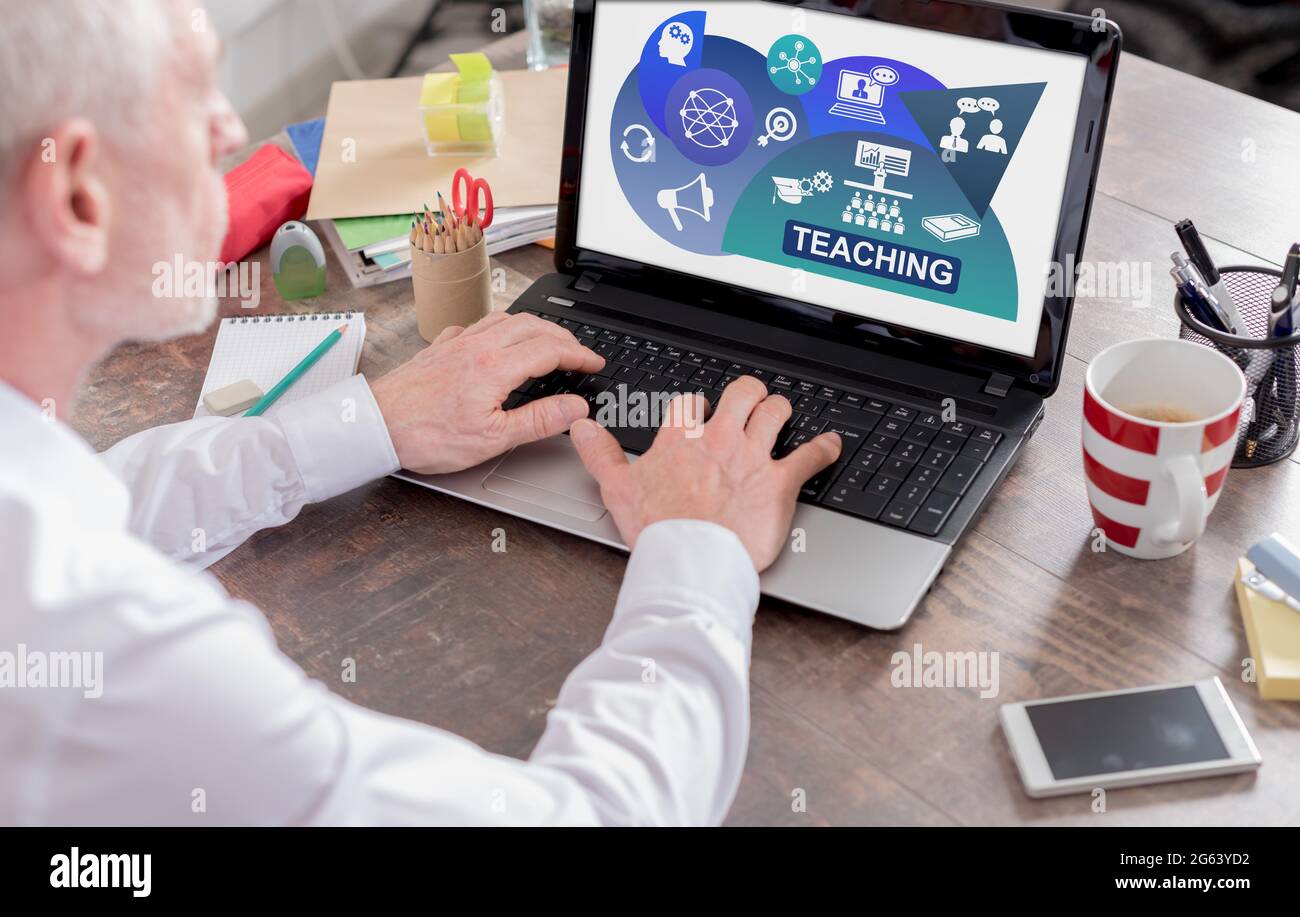 Teaching concept shown on a laptop screen Stock Photo