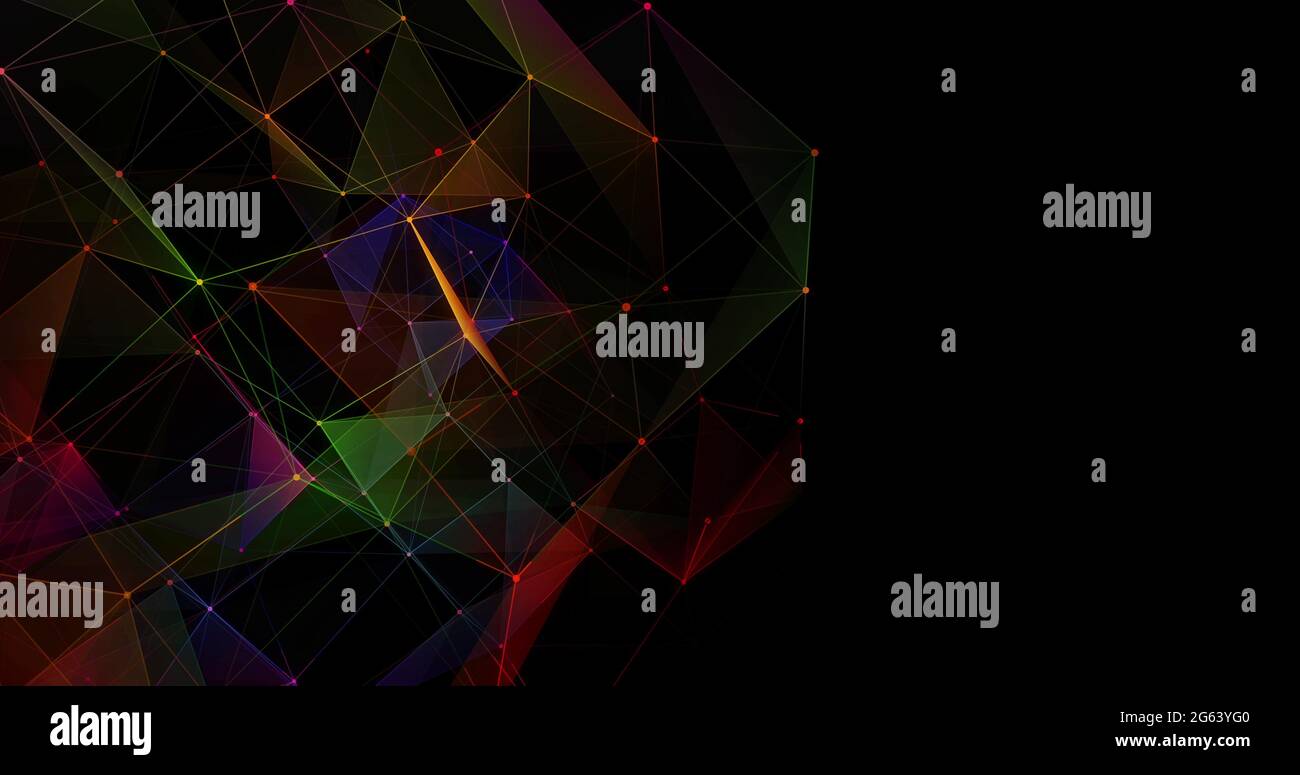 Multicolored geometrical shapes against black background Stock Photo