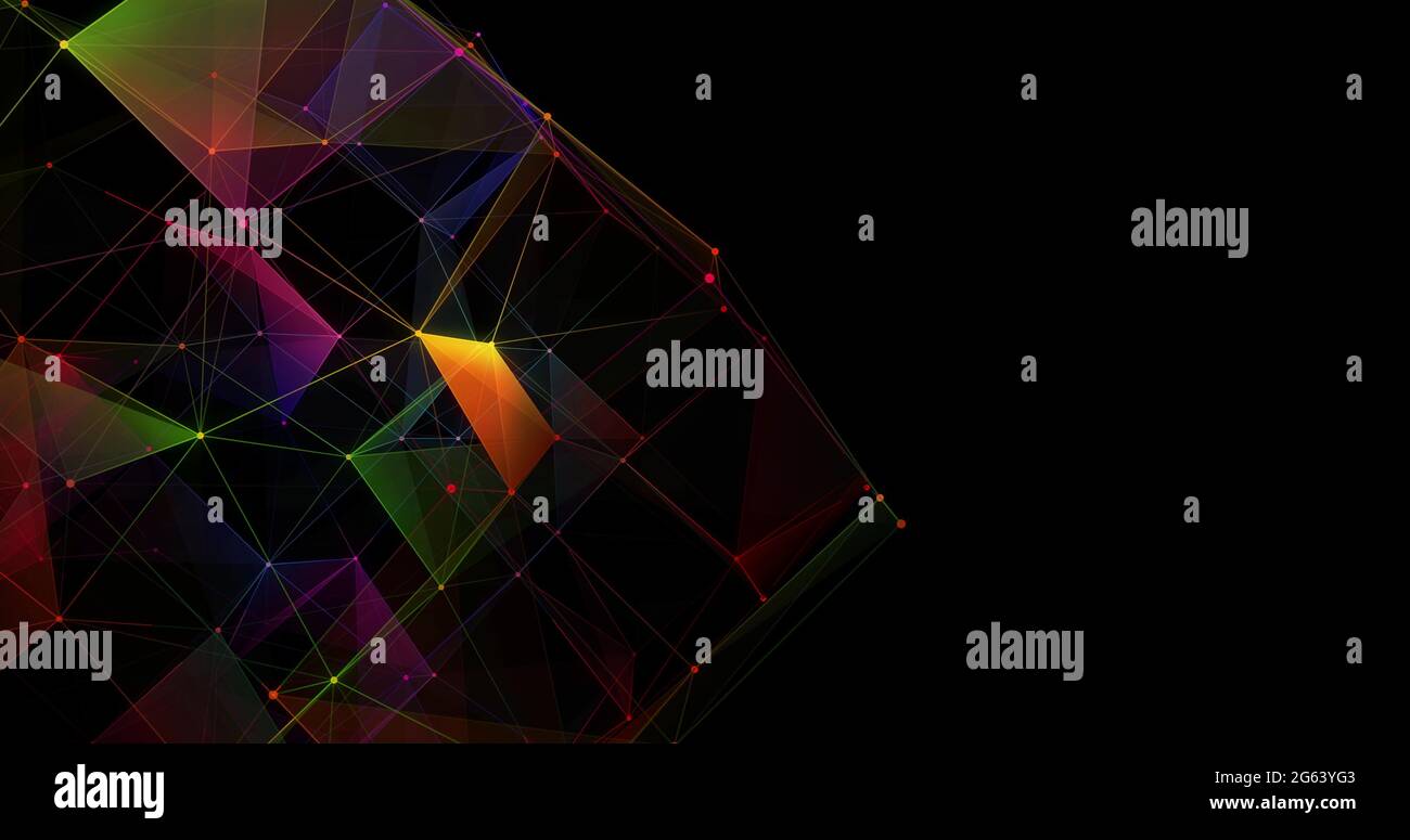 Multicolored geometrical shapes against black background Stock Photo