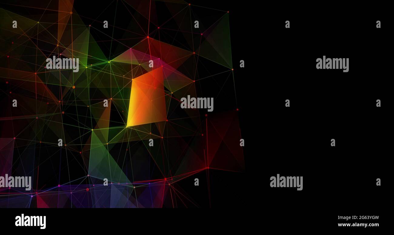 Multicolored geometrical shapes against black background Stock Photo