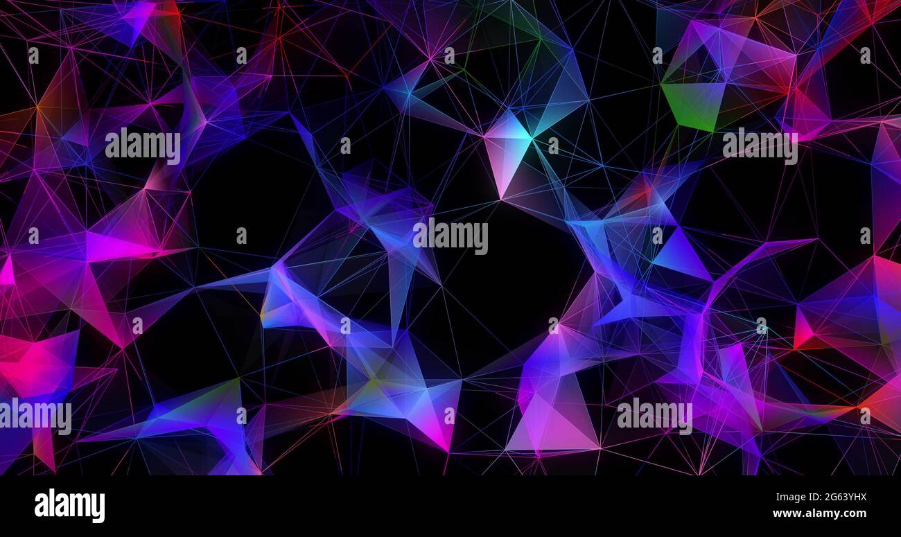 Multicolored geometrical shapes against black background Stock Photo
