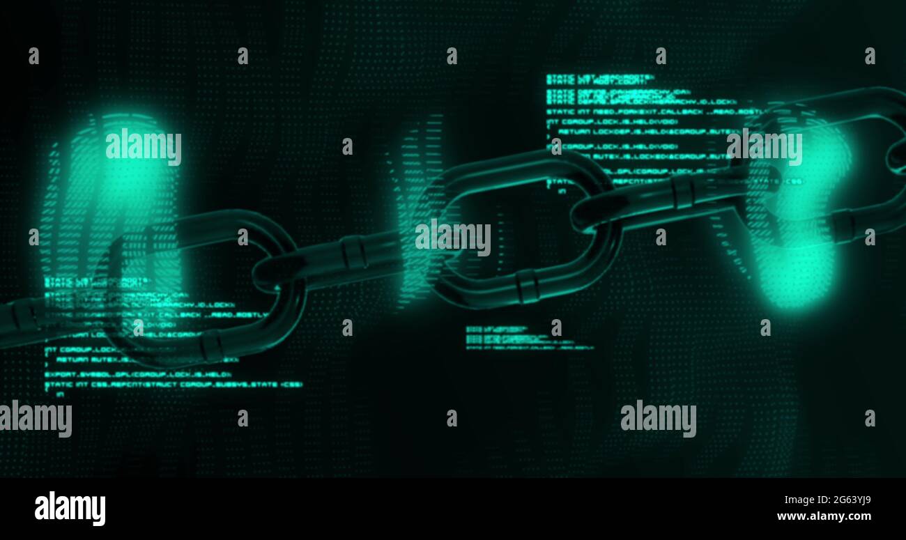 Image of digital computer interface with data processing and chain ...