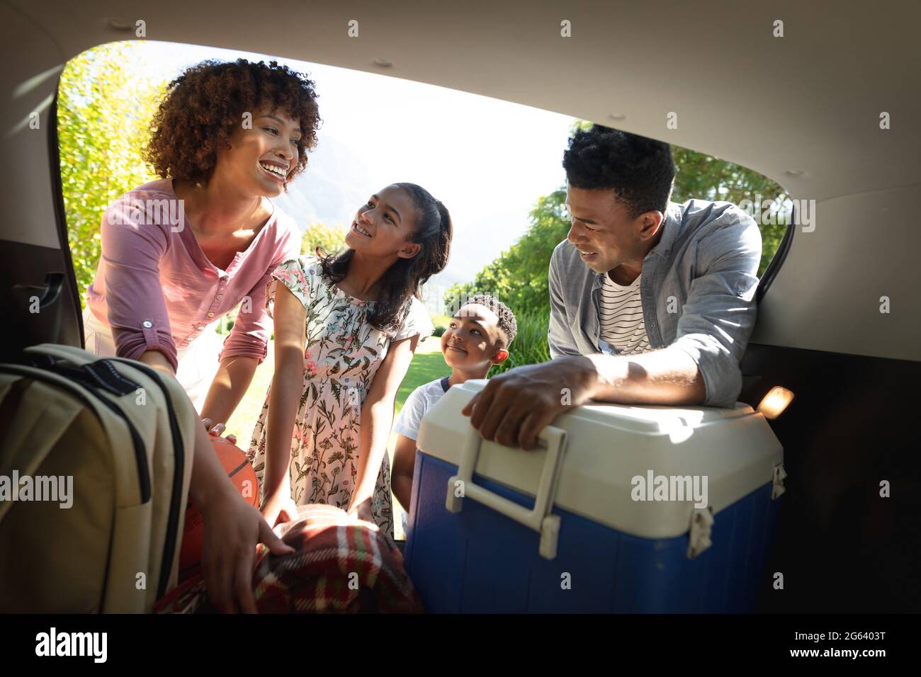 Cute happy family on picnic hi-res stock photography and images - Alamy