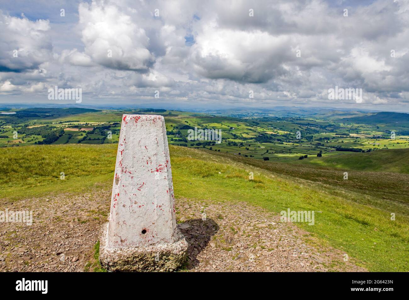The view to the west from the summit of Winder on the south west edge of the Howgill Fells in Cumbria Stock Photo