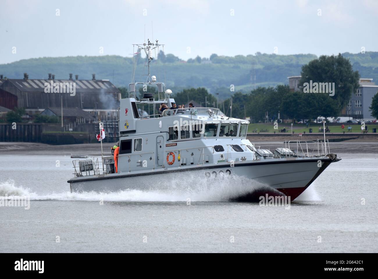 Royal Navy Fast Inshore Patrol Boat HMS Charger passing Gravesend on her to  London Stock Photo - Alamy
