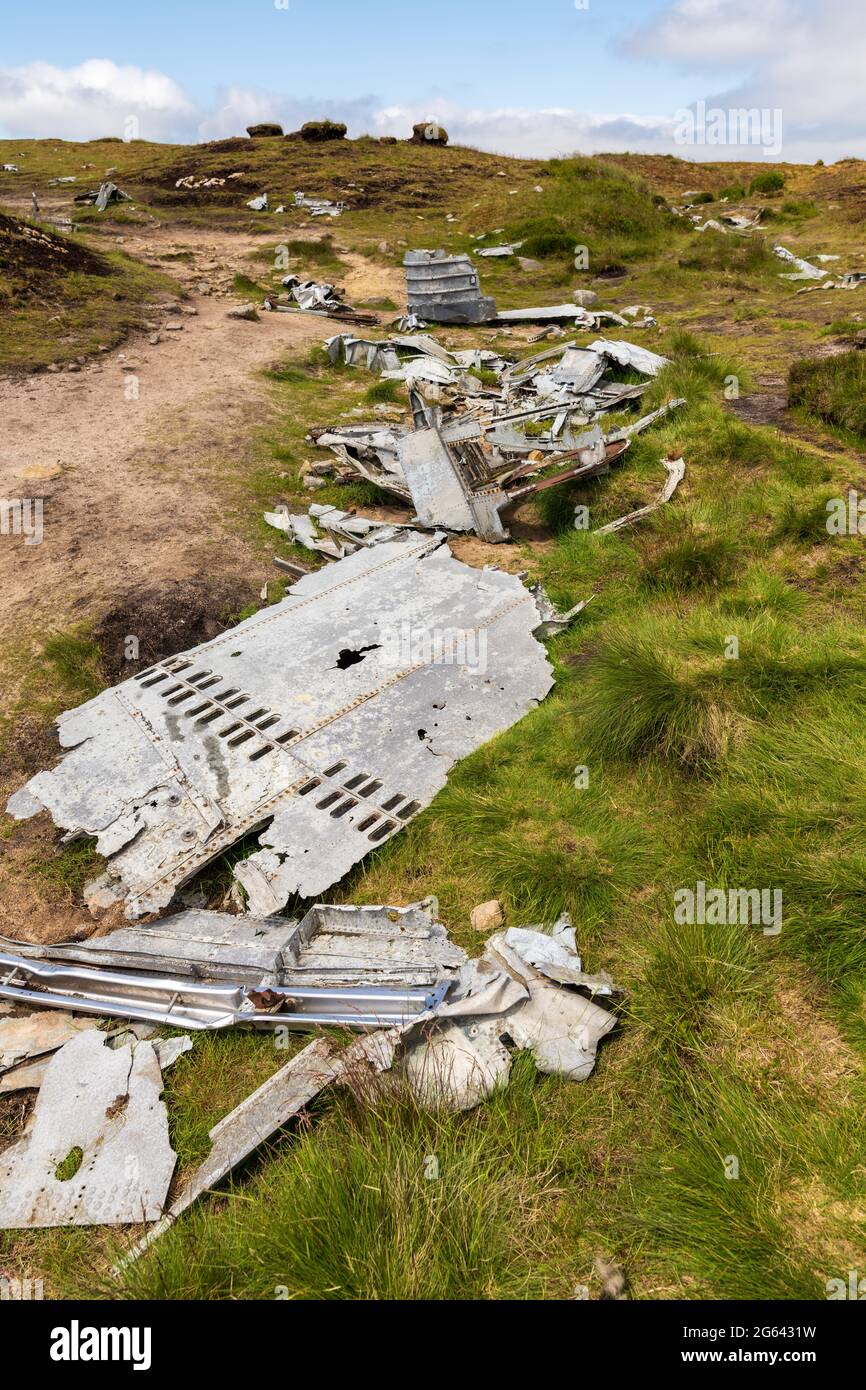 Plane crash site Bleaklow Moor Peak District UK Stock Photo