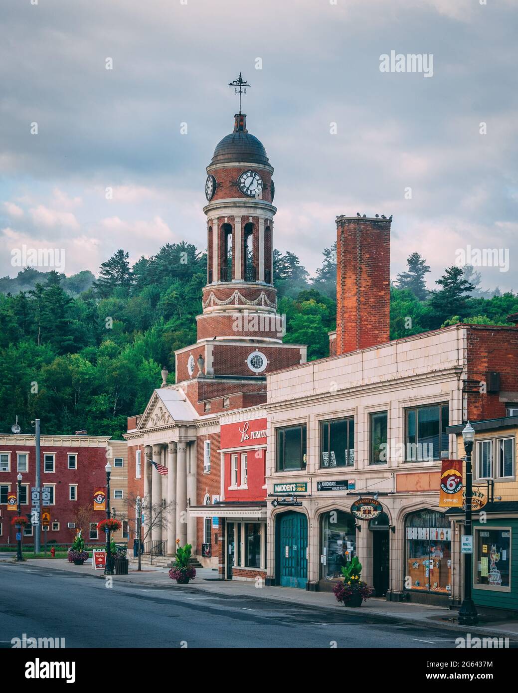 Buildings in downtown Saranac Lake, in the Adirondack Mountains, New