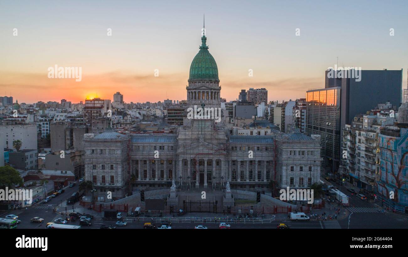 Aerial view of the Argentine National Congress. Buenos Aires Stock Photo