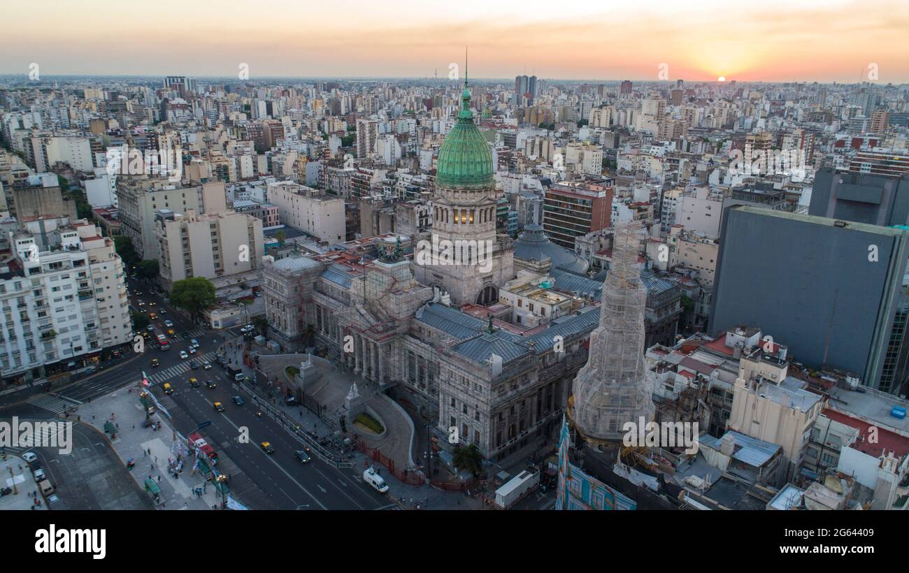 Aerial view of the Argentine National Congress. Buenos Aires Stock ...