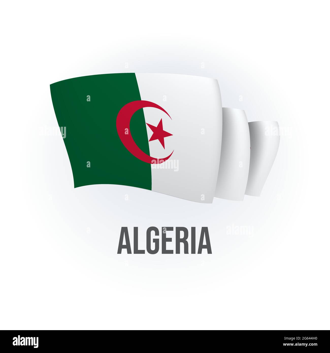 Vector flag of Algeria. Algerian waving flag. Vector illustration. Stock Vector