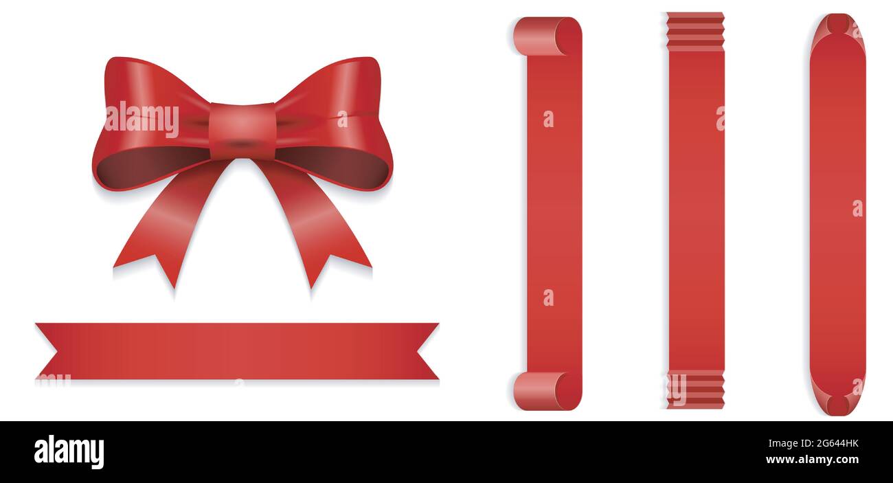 Red ribbons collection isolated on white background Stock Vector Image ...