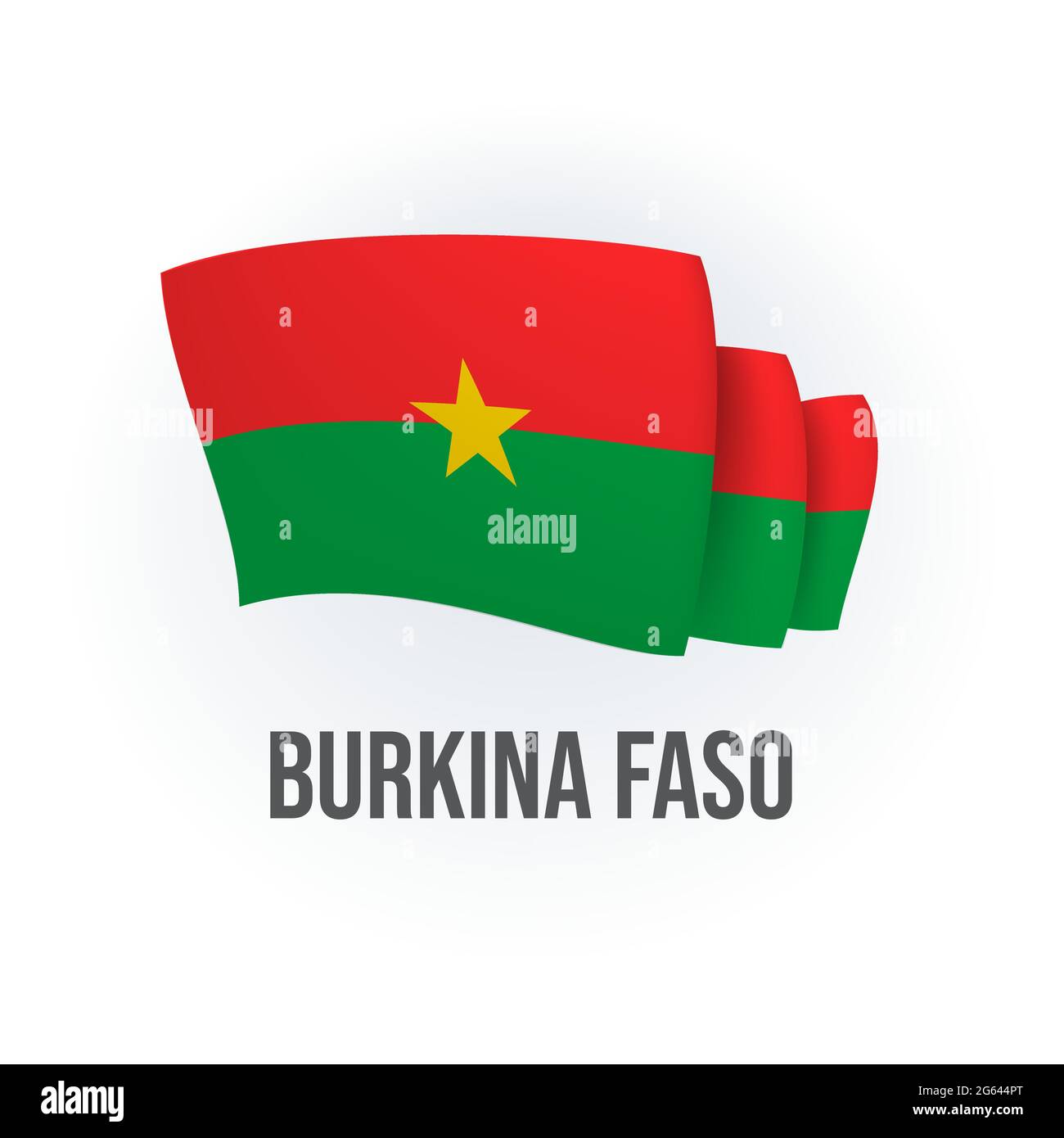 Vector flag of Burkina Faso. Burkinese waving flag. Vector illustration. Stock Vector