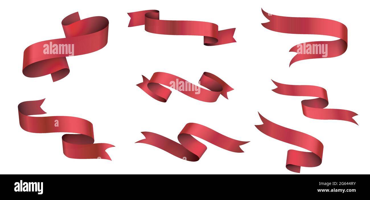 Red ribbons collection isolated on white background Stock Vector Image ...