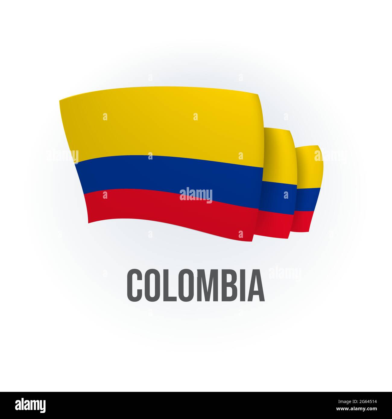 Vector flag of Colombia. Colombian waving flag. Vector illustration. Stock Vector